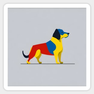 Minimalist Dog Art - Vibrant Primary Colors Sticker